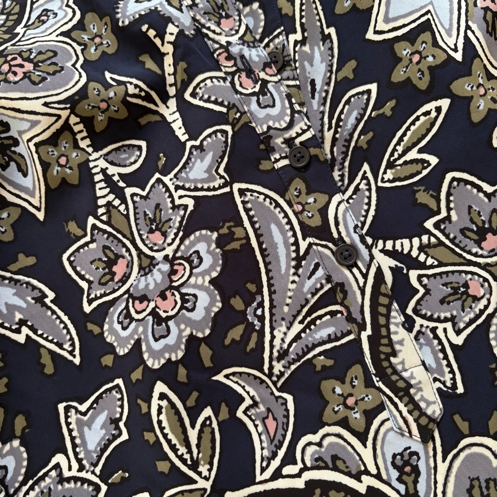 LOFT Navy Floral Button Front Floral Dress - Picture 4 of 6